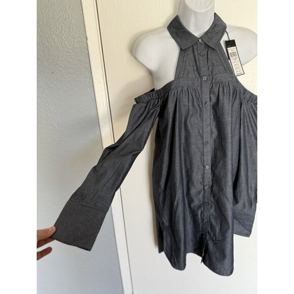 NWT BCBG MAXAZRIA SIZE XXS ROWAN COLD-SHOULDER SHIRT DRESS WWR65L28 MSRP $257 - Picture 13 of 16